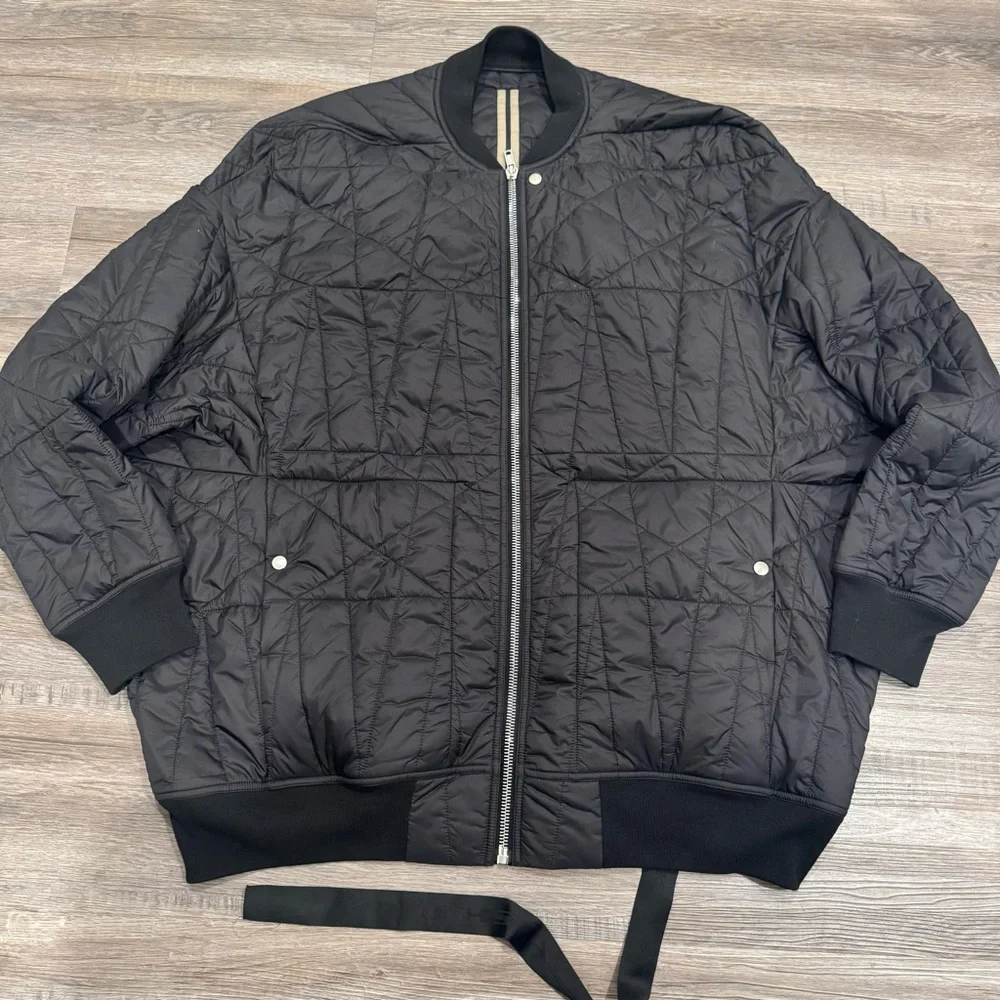Rick Owens DRKSHDW Cappotto Imbottito Jumbo Flight DU02A3977 Black Quilted Coat - Picture 2 of 11